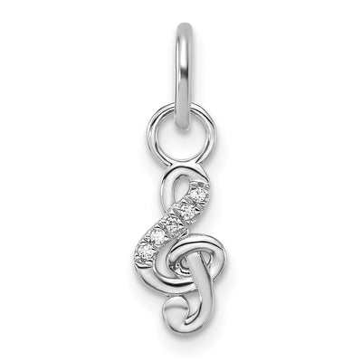 14K White Gold Polished Diamond Music Treble Clef Charm