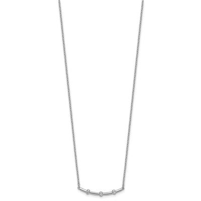 14K White Gold Polished 1/20 carat Diamond Curved Bar Necklace