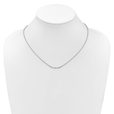 14K White Gold Polished 1/20 carat Diamond Curved Bar Necklace