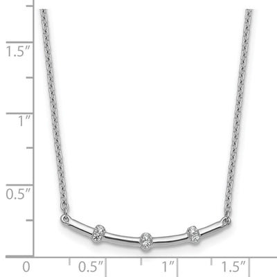 14K White Gold Polished 1/20 carat Diamond Curved Bar Necklace