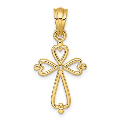 14K gold diamond cross pendant