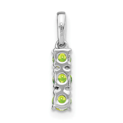 14K White Gold 3-stone Peridot and Diamond Pendant
