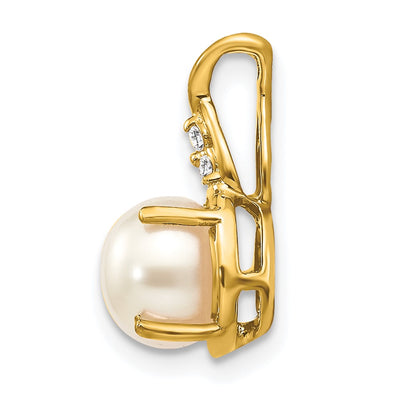 14K FWC Pearl and Diamond Pendant