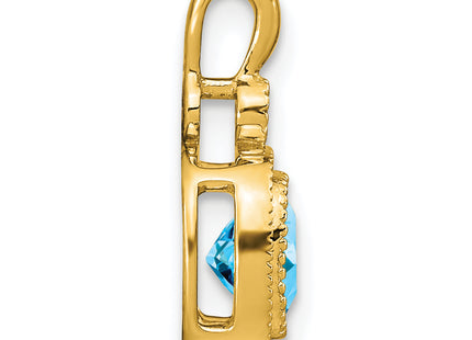 14k Cushion Blue Topaz and Diamond Pendant