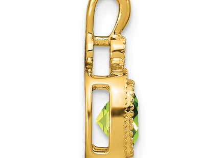 14k Cushion Peridot and Diamond Pendant