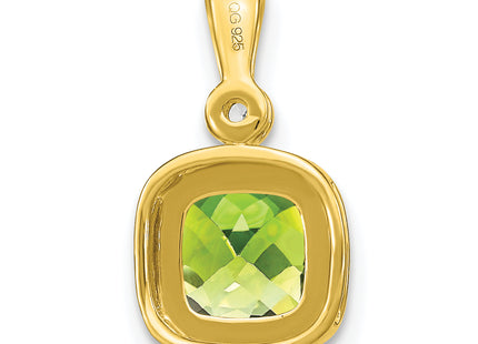 14k Cushion Peridot and Diamond Pendant