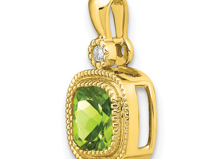 14k Cushion Peridot and Diamond Pendant