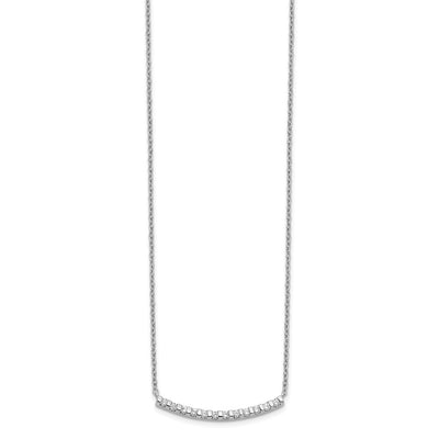 14K White Gold 1/4 carat Diamond Curved Bar Necklace