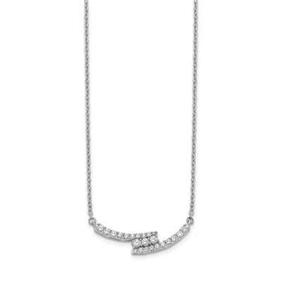 14K White Gold 1/3 carat Diamond Bypass Curved Bar Necklace