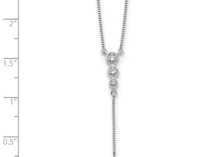 14k White Gold 1/4 carat Diamond Graduated 3-stone with Dangle Y-Necklace