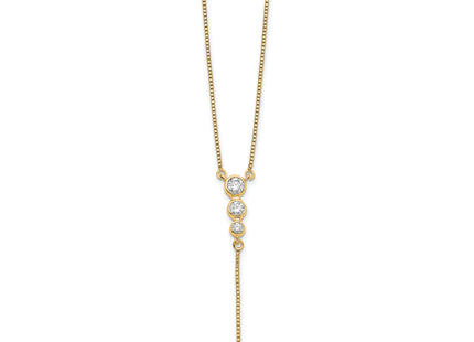 14k Polished 1/4 carat Diamond Graduated 3-stone with Dangle Y-Necklace