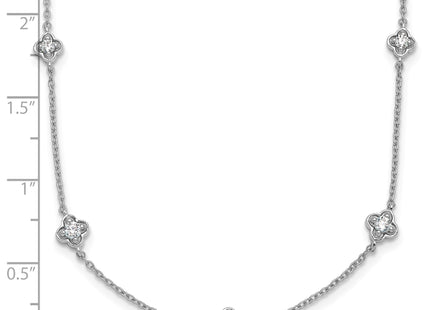 14k White Gold Complete 1/2 carat Diamond Quatrefoil Design 9-Station Necklace