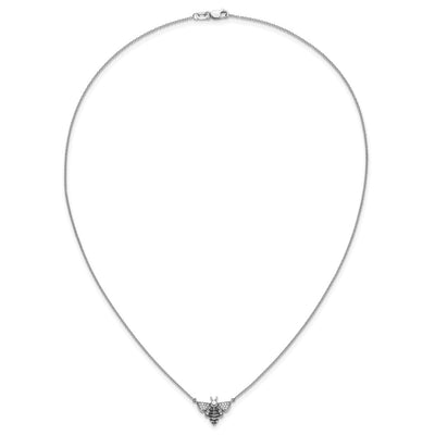 14K White Gold with Black Rhodium 1/10 carat Diamond Bee Necklace