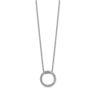 14K White Gold 1/4 carat Diamond Circle Necklace, 18 x 12mm