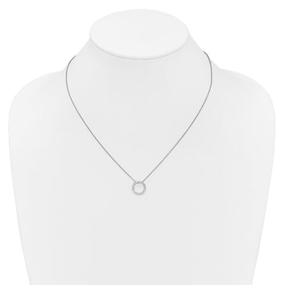14K White Gold 1/4 carat Diamond Circle Necklace, 18 x 12mm