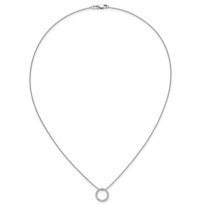 14K White Gold 1/4 carat Diamond Circle Necklace, 18 x 12mm