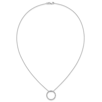 14K White Gold 1/2 carat Diamond Circle Necklace, 18 x 18mm