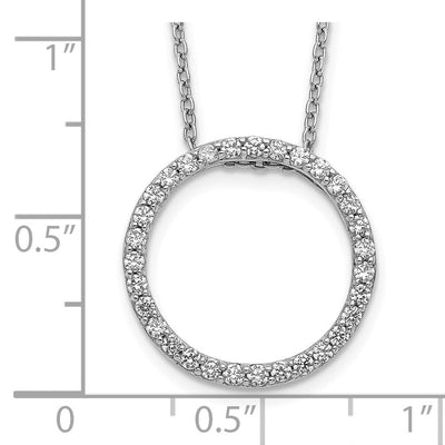 14K White Gold 1/2 carat Diamond Circle Necklace, 18 x 18mm