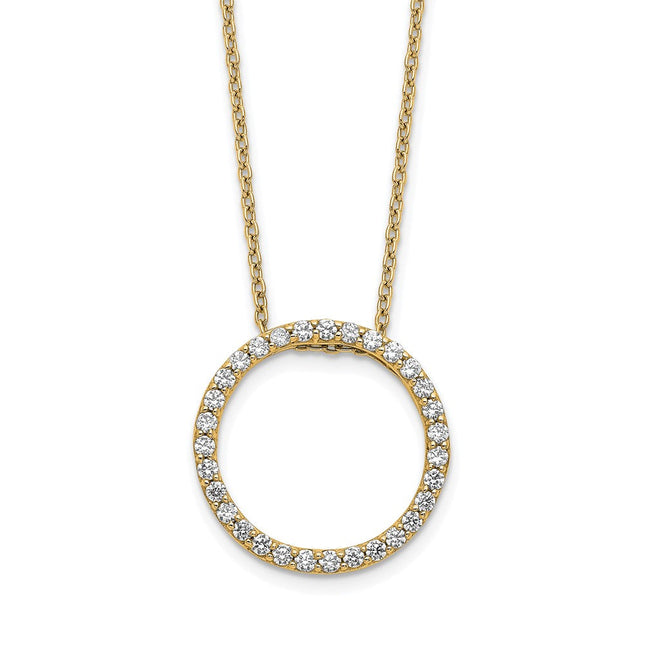 14k Polished 1/2 carat Diamond Circle Necklace, 18 x 18mm