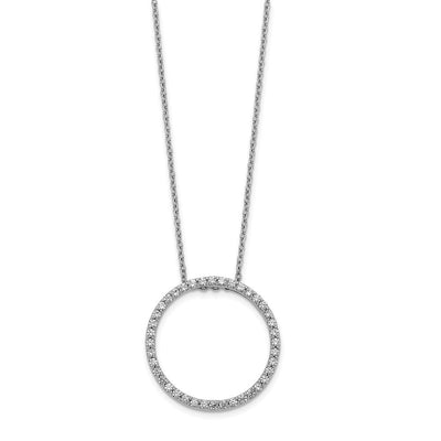 14K White Gold 5/8 carat Diamond Circle Necklace, 18 x 23mm
