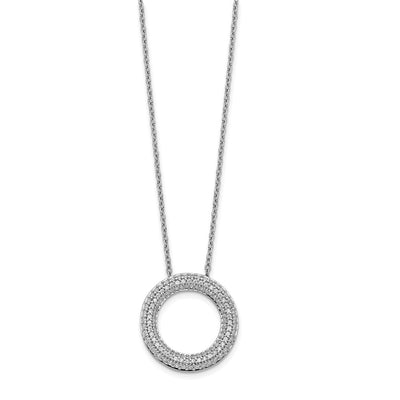 14K White Gold 5/8 carat Diamond Circle Necklace, 18 x 18mm