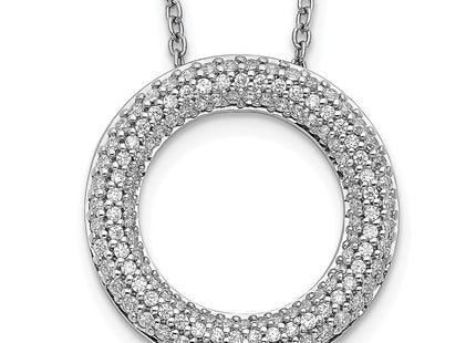 14K white gold diamond circle necklace