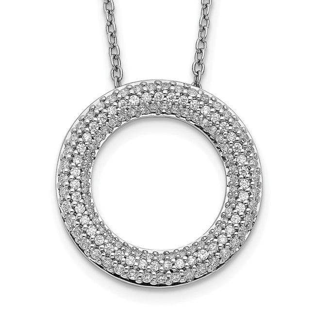 14k White Gold 5/8 carat Diamond Circle Necklace, 18 x 18mm