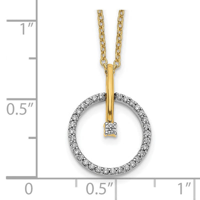 14K Two-tone 1/5 carat Diamond Circle Pendant Necklace
