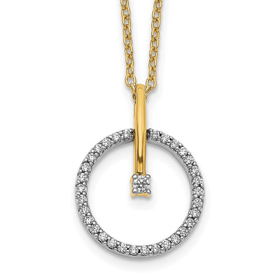 14K gold diamond circle necklace