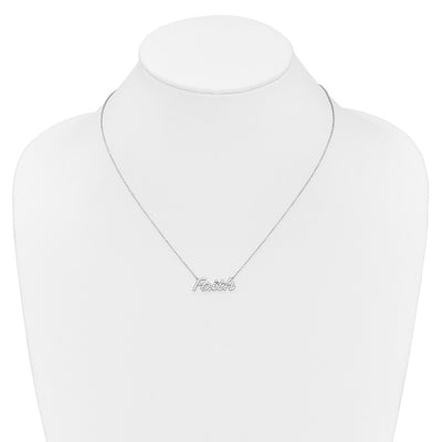 14K White Gold 1/4 carat Diamond FAITH Script Necklace