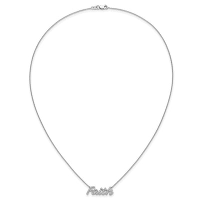14K White Gold 1/4 carat Diamond FAITH Script Necklace