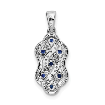 14K White Gold 1/4 carat Diamond and .32 Sapphire Fancy Twist Pendant