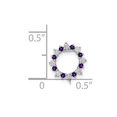 14K White Gold Diamond and .08 Amethyst Fancy Circle Chain Slide