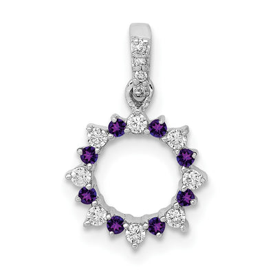 14K white gold diamond circle pendant