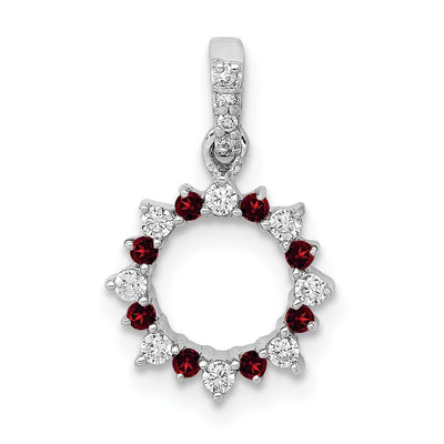14K white gold diamond circle pendant