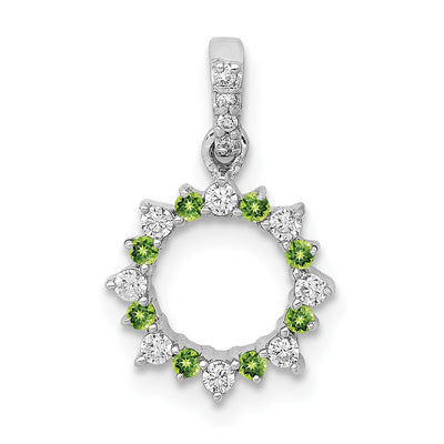 14K white gold diamond circle pendant