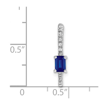 14K White Gold Graduated Diamond and Rectangle Sapphire Fancy Chain Slide