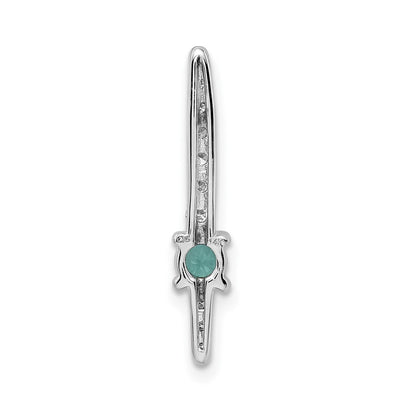 14K White Gold Graduated Diamond and Emerald Fancy Chain Slide