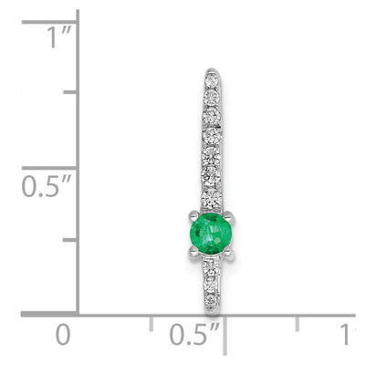 14K White Gold Graduated Diamond and Emerald Fancy Chain Slide