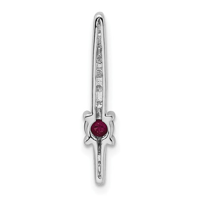 14K White Gold Graduated Diamond and .18 Ruby Fancy Chain Slide