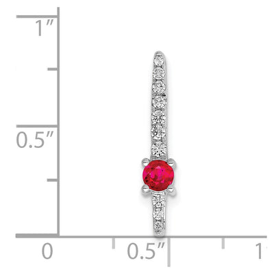 14K White Gold Graduated Diamond and .18 Ruby Fancy Chain Slide