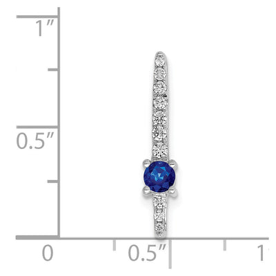 14K White Gold Graduated Diamond and .18 Sapphire Fancy Chain Slide