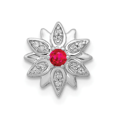 14K white gold diamond flower chain