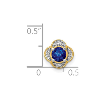 14K Polished Diamond and .33 Sapphire Fancy Chain Slide