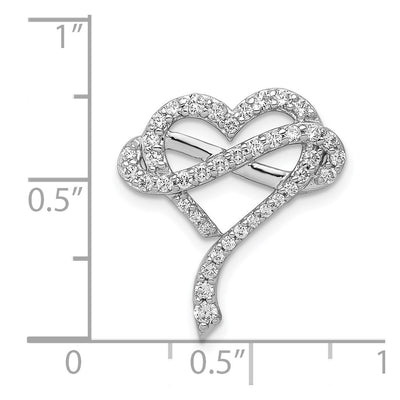 14K White Gold 1/. Diamond Infinity and Heart Chain Slide