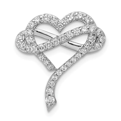 14K White Gold 1/. Diamond Infinity and Heart Chain Slide