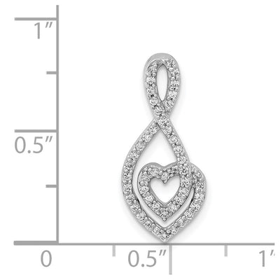 14K White Gold 1/. Diamond Fancy Heart Infinity Chain Slide