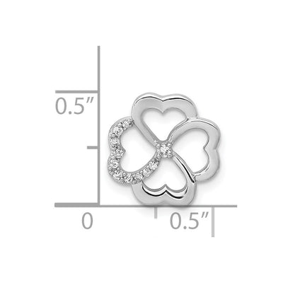 14K White Gold 1/15 carat Diamond Four Leaf Clover Chain Slide