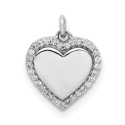 14K White Gold 1/. Diamond Fancy Polished Heart Pendant