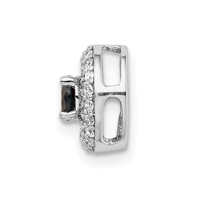 14K White Gold 1/4 carat Diamond and .25 Sapphire Halo Chain Slide